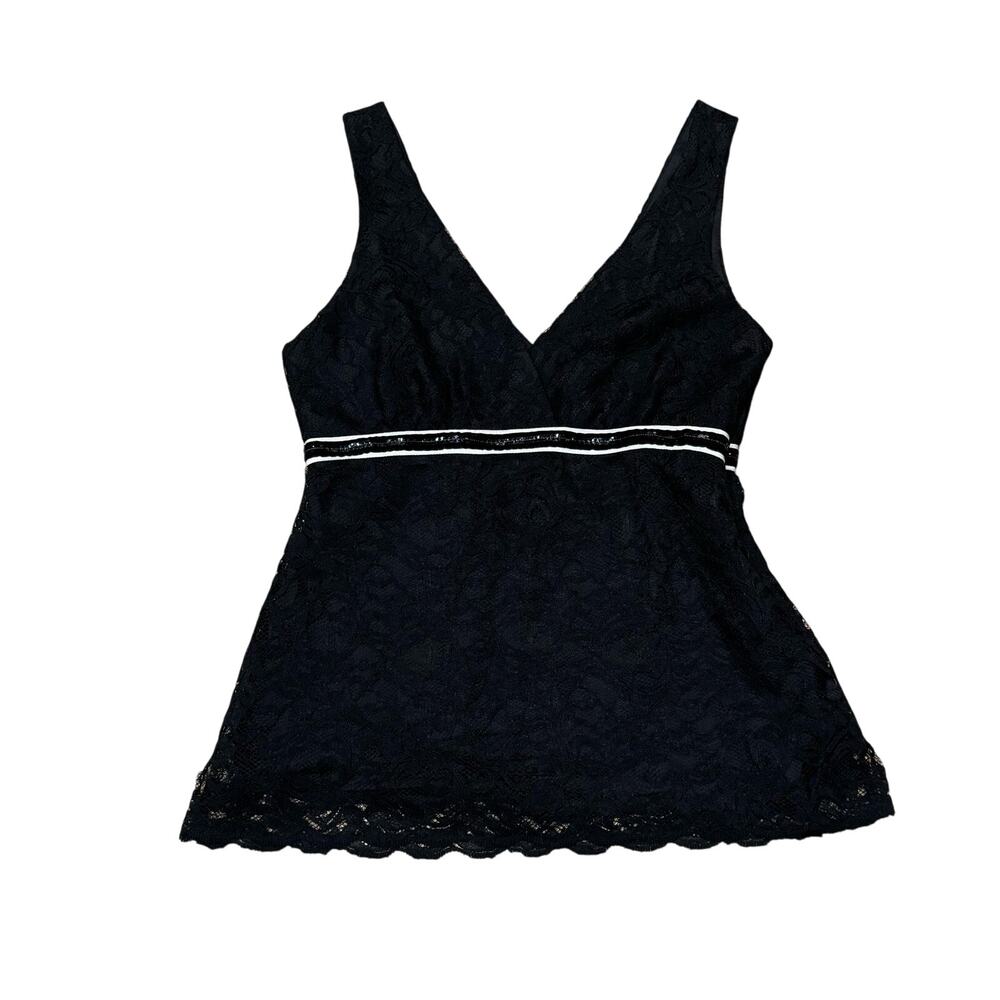 Anthropologie Ruth Silk Babydoll tank top Black Size 10 Sequin Velvet Luxe USA